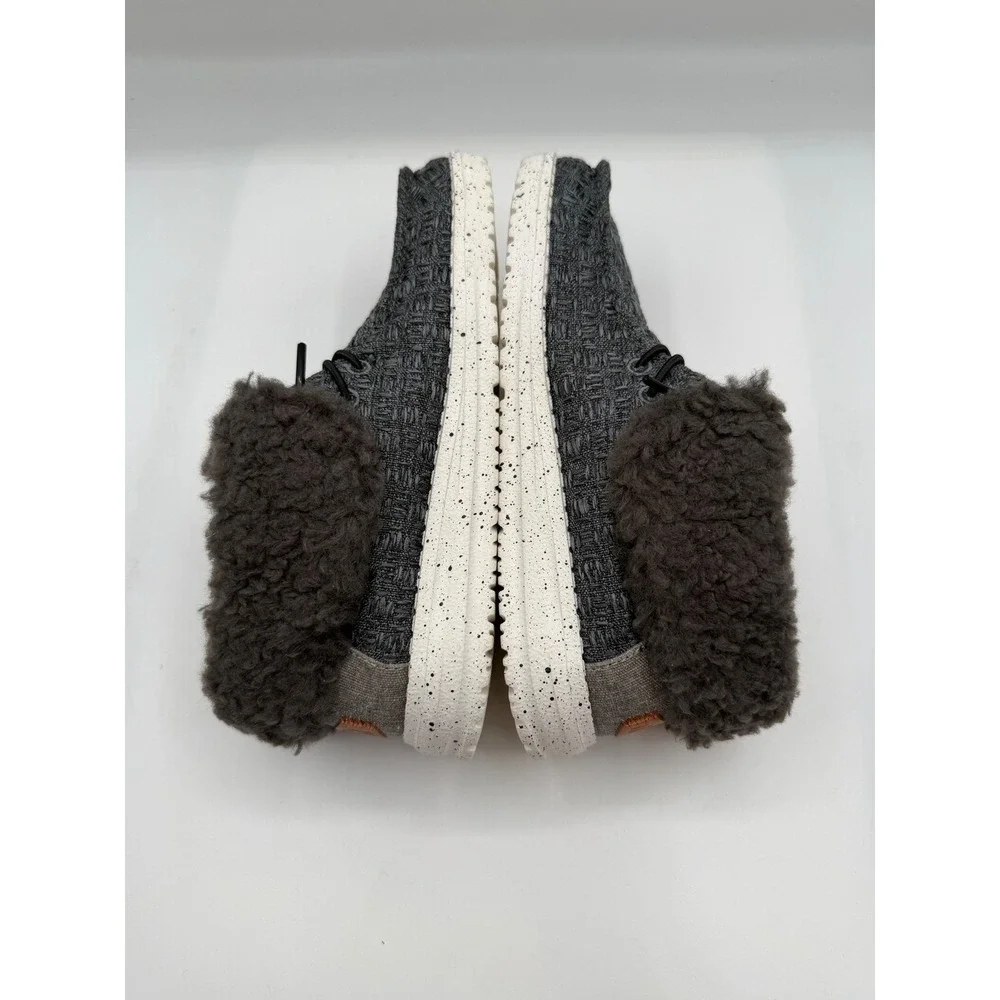 Hey Dude Wendy Fold Youth Stitch Cozy Shoes, US YT1, EU 33,Dark Gray Faux Fur